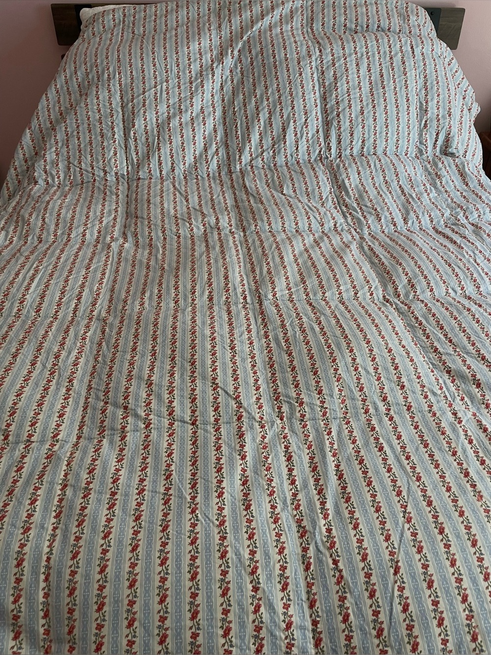 Y2K POTTERY BARN Floral Striped Cotton & Down Blanket Cottagecore Shabby Chic
